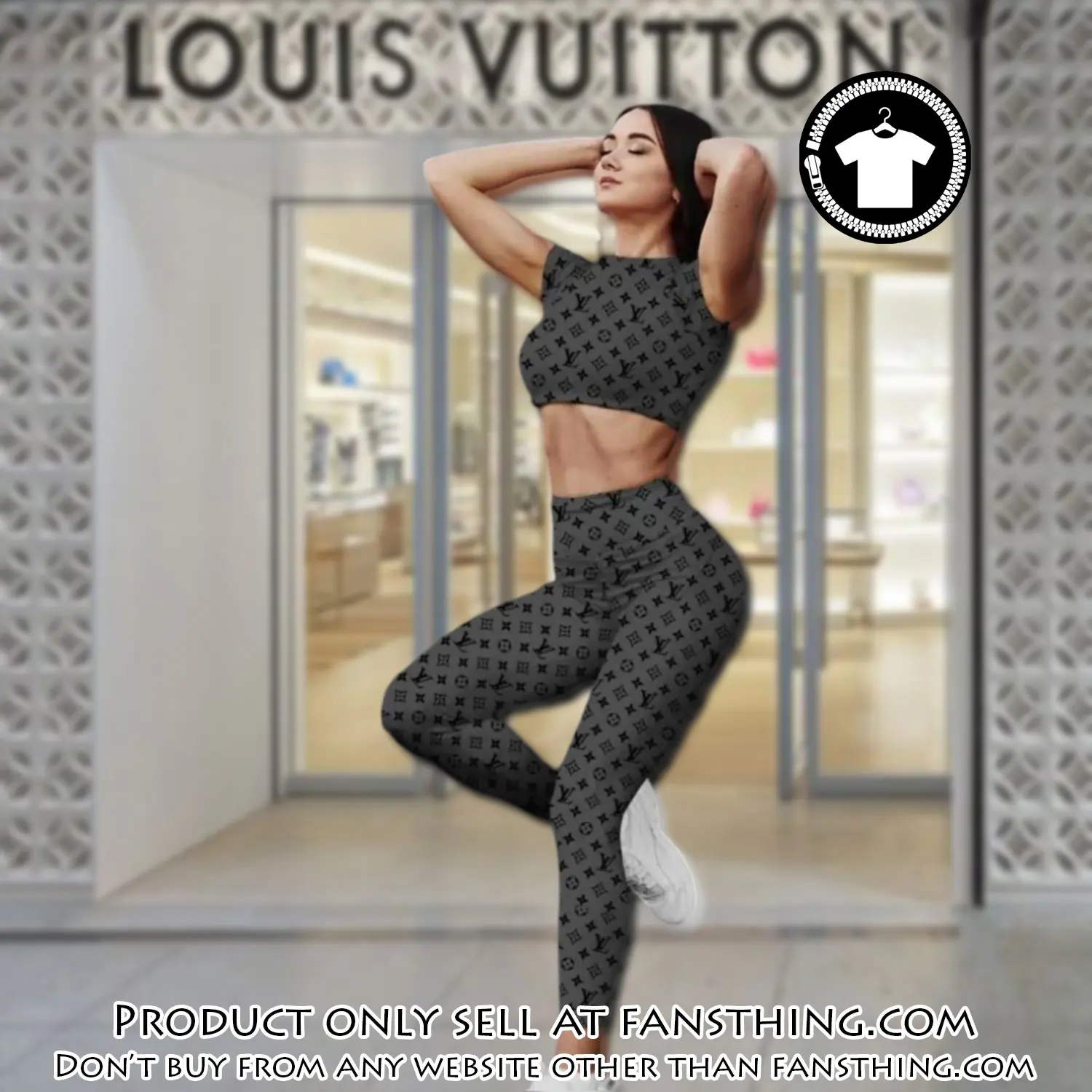 Louis vuitton sportwear combo luxury crop top tshirt and legging for women ctl1002 fst0258702